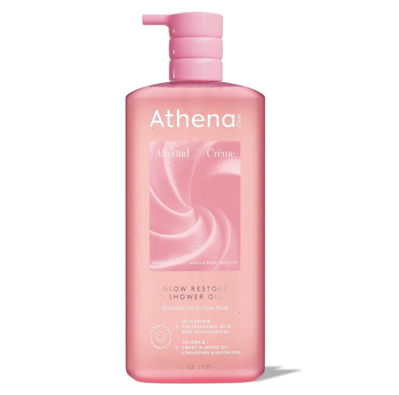 AthENA Club Glow Restore Shower Oil - Almond Creme - 18 fl oz: Basic Cleansing, For Combination Skin, Whole Body