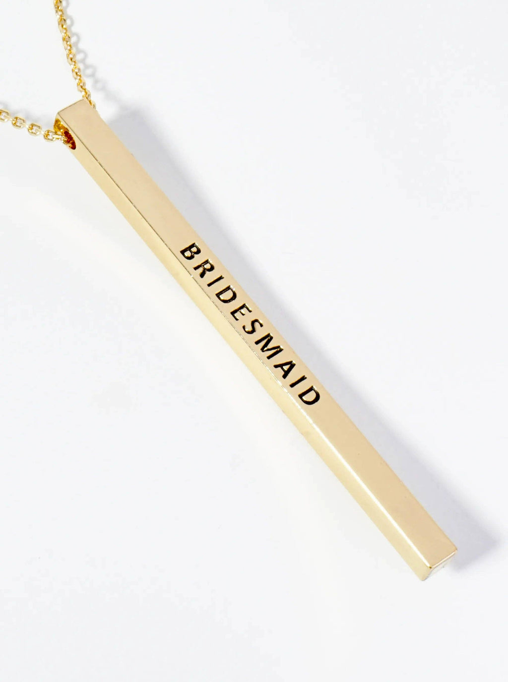 Bridesmaid Engraved Vertical Bar Inspirational Necklace
