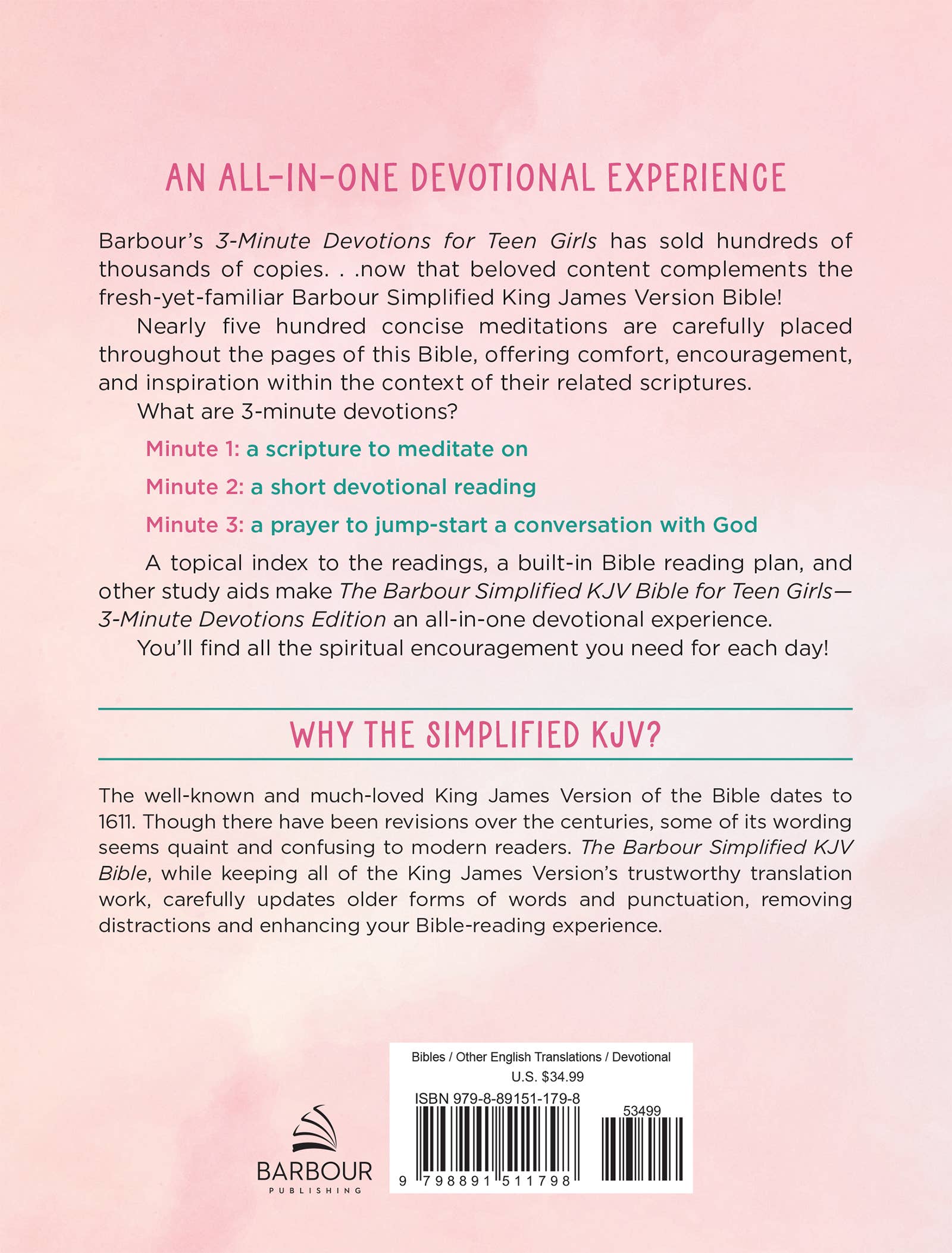 The Barbour Simplified KJV Bible for Teen Girls