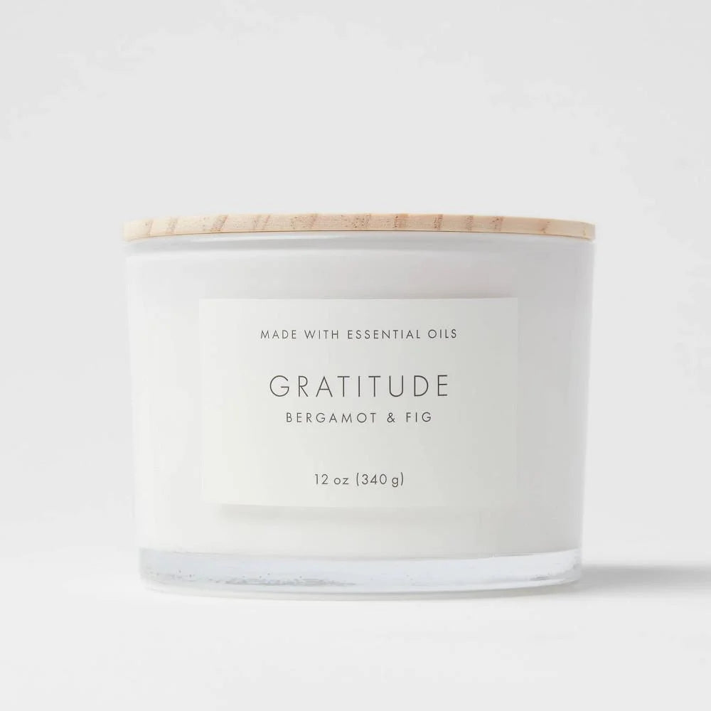 12oz Wood Lidded Glass Wellness Grateful Candle