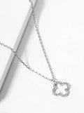 18K Gold Dipped Cz Pave 10Mm Quatrefoil Pendant Necklace