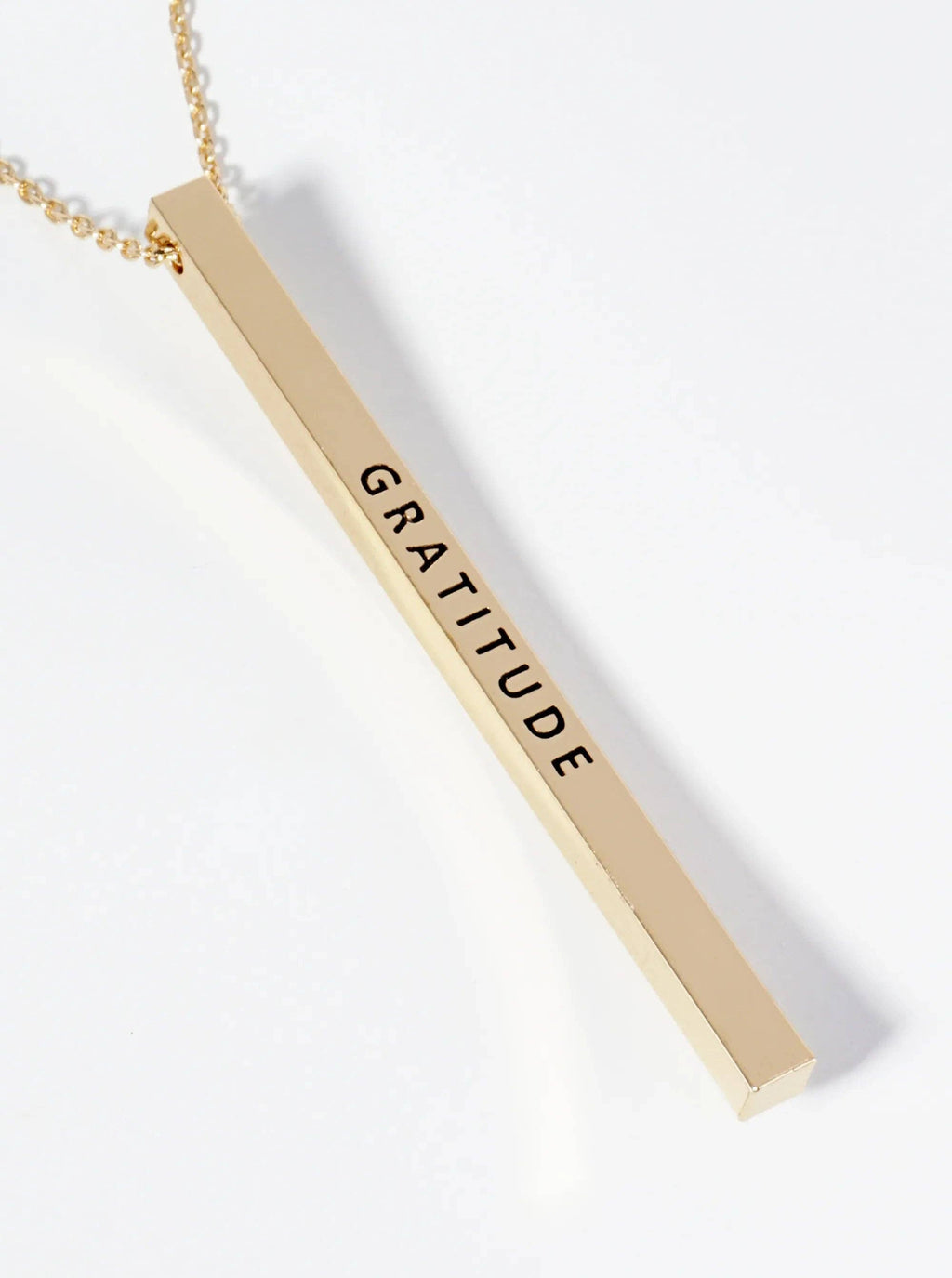 Gratitude Engraved Inspirational Vertical Bar Necklace