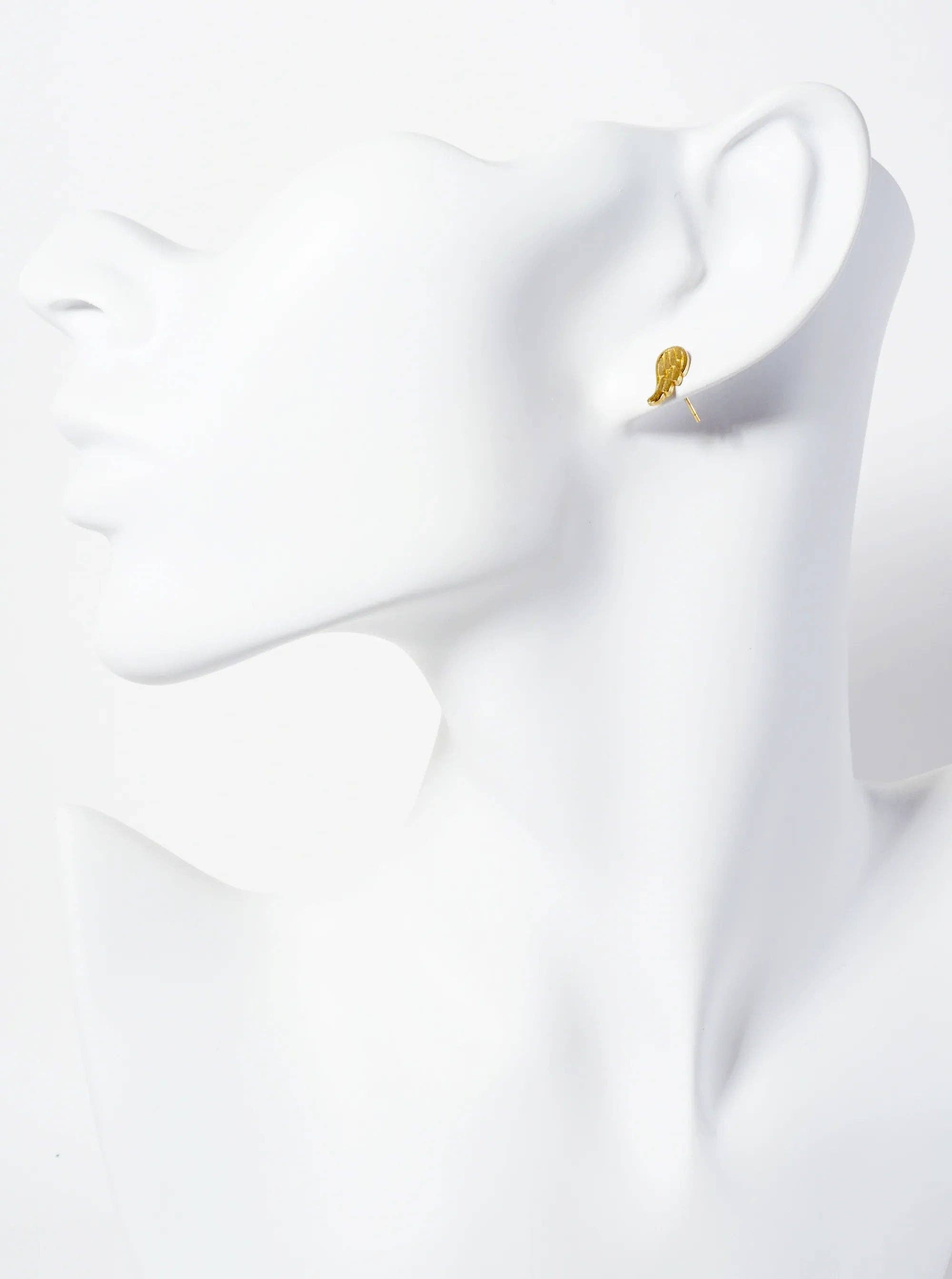 18K Gold-Dipped Brass Angel Wings Stud Earrings