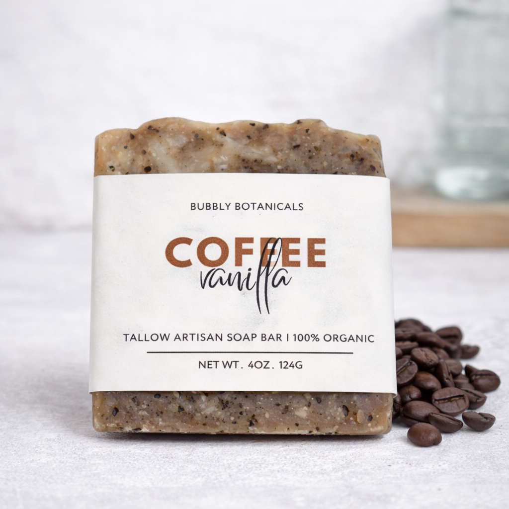 Coffee Vanilla Tallow Soap – Gourmand Scent, Natural Coffee