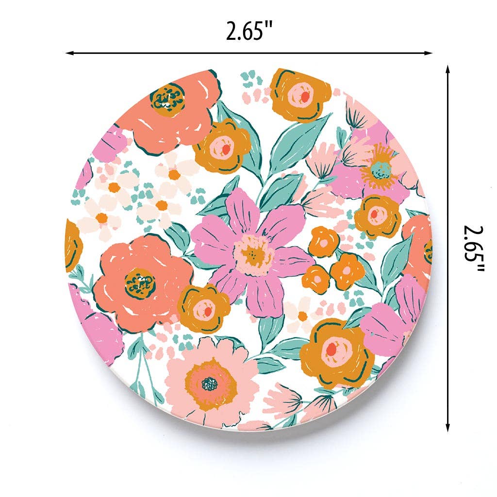 Car Coaster, Stocking Stuffer, Small Gift, Floral Print