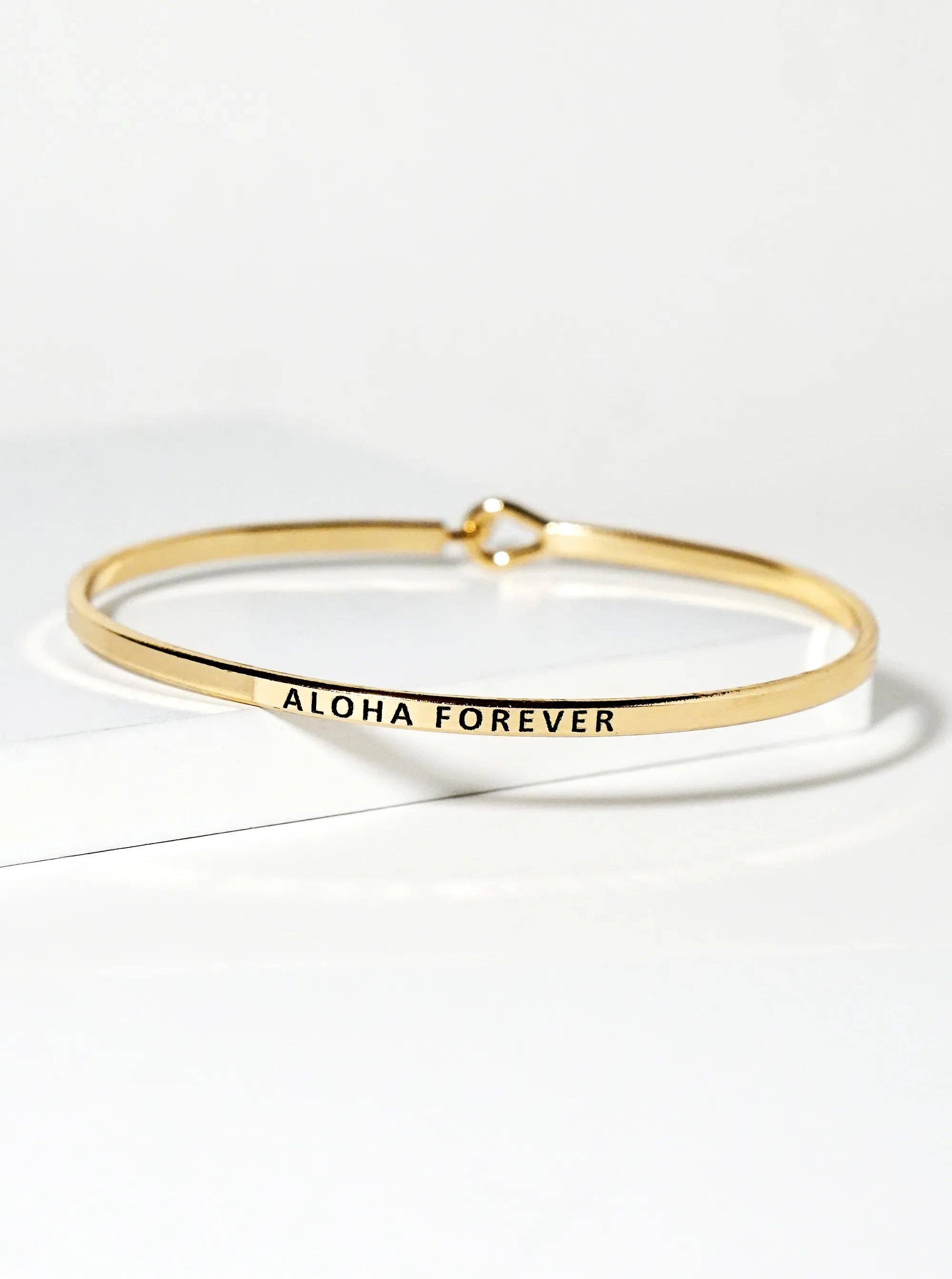Aloha Forever Engraved Inspirational Bangle Bracelet