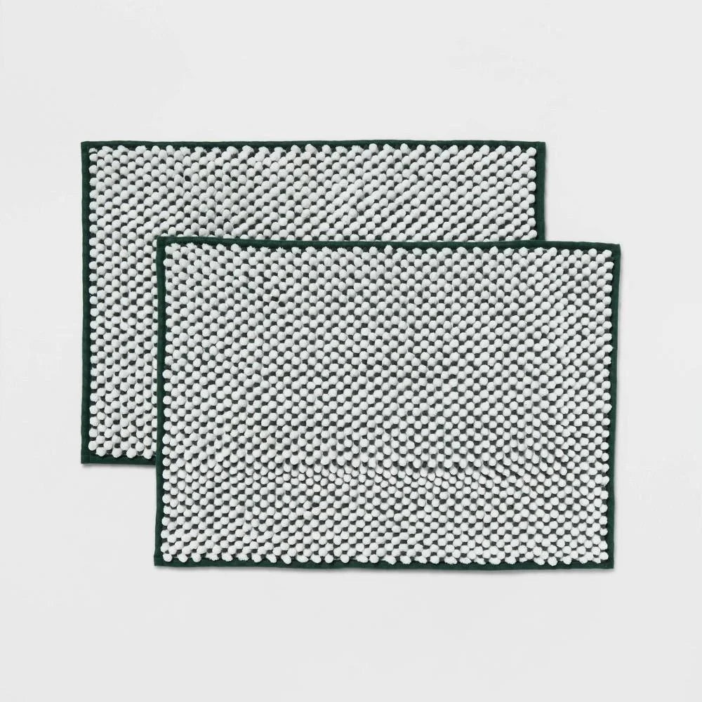 2PK 17"x24" Rug Set Dark Green