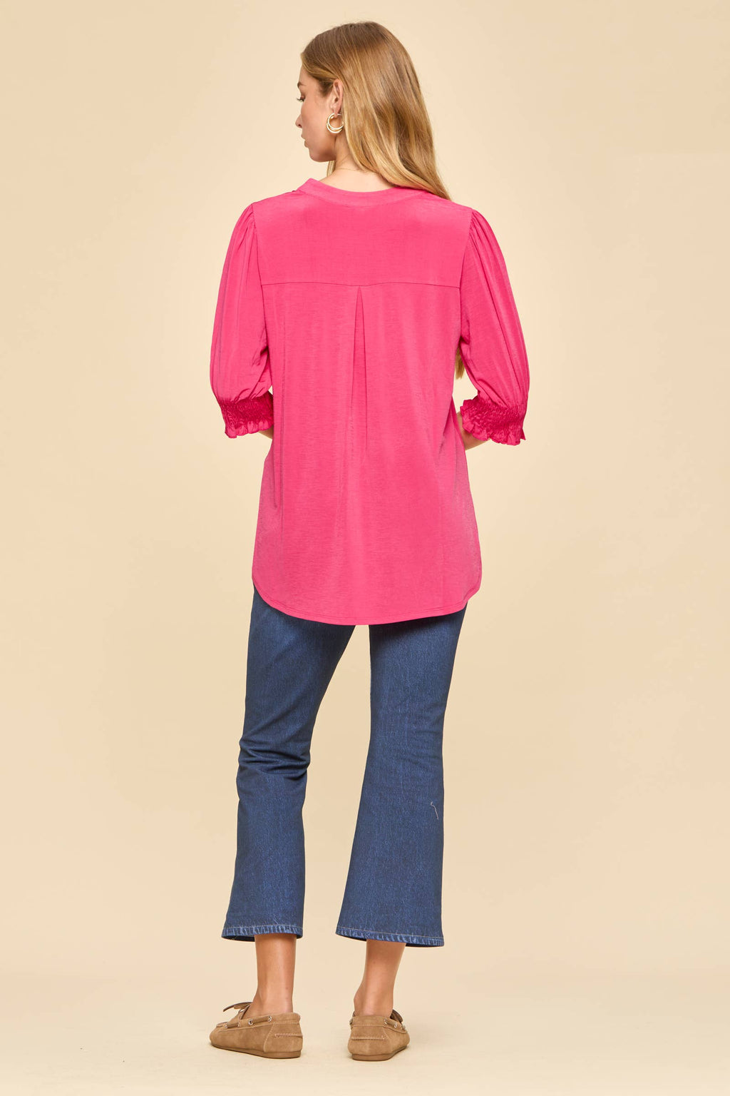 Smocked 3/4 Sleeve Lizzy Top
