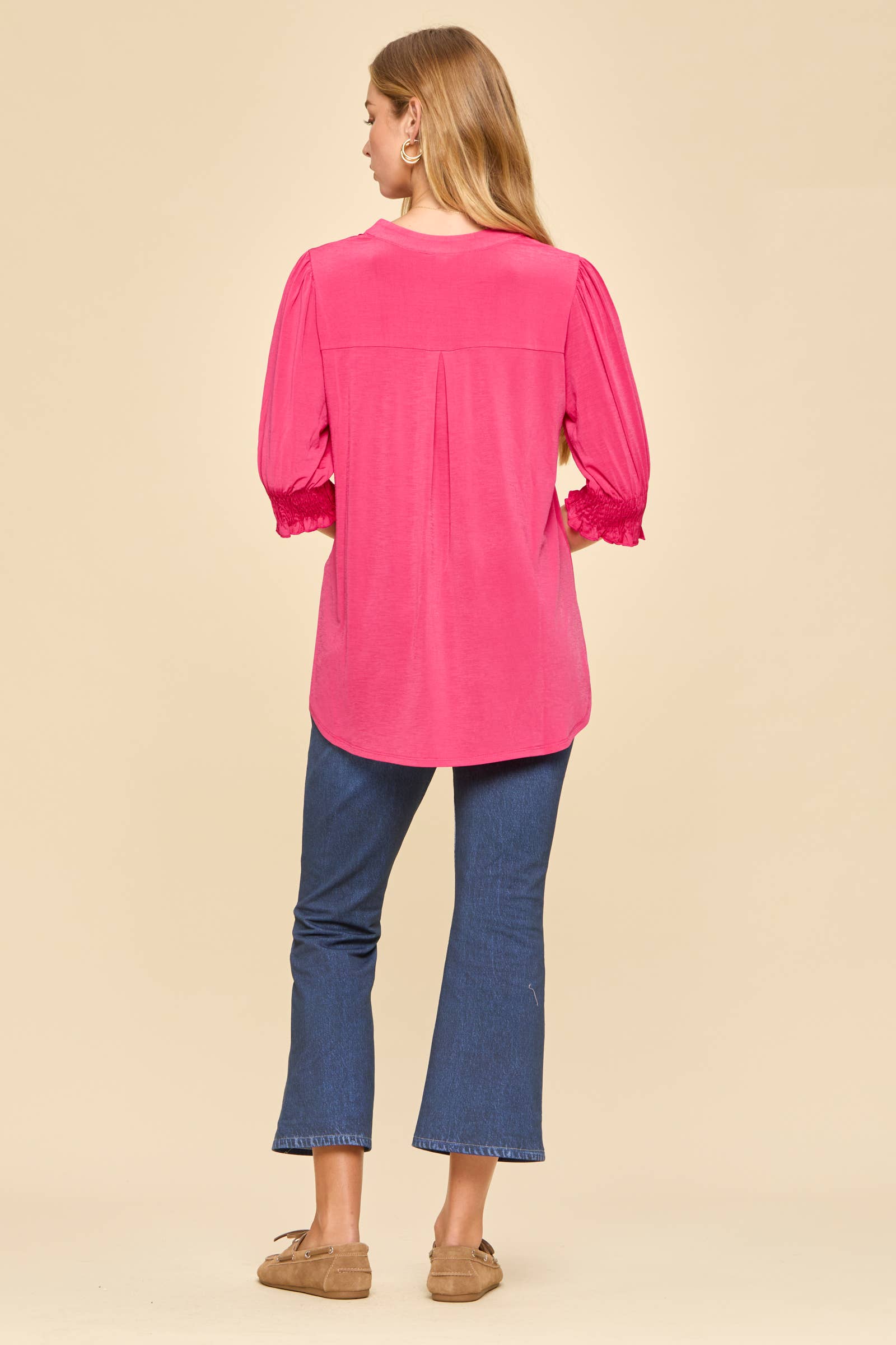 Smocked 3/4 Sleeve Lizzy Top