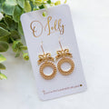 Gold Bow w/Open Twist Circle Dangle Earrings “Kin”