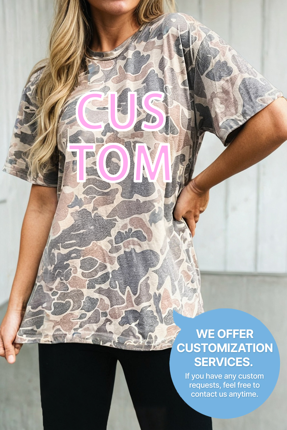 LAS-LIVE Retro Camouflage Custom Women Casual T Shirt (S-4X)