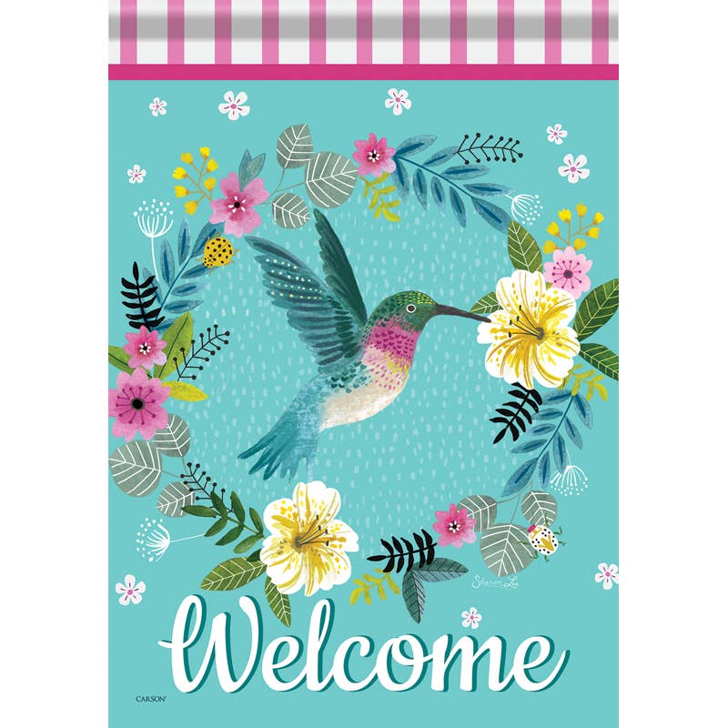 "Hummingbird Wreath" Dura Soft™ Garden Flag