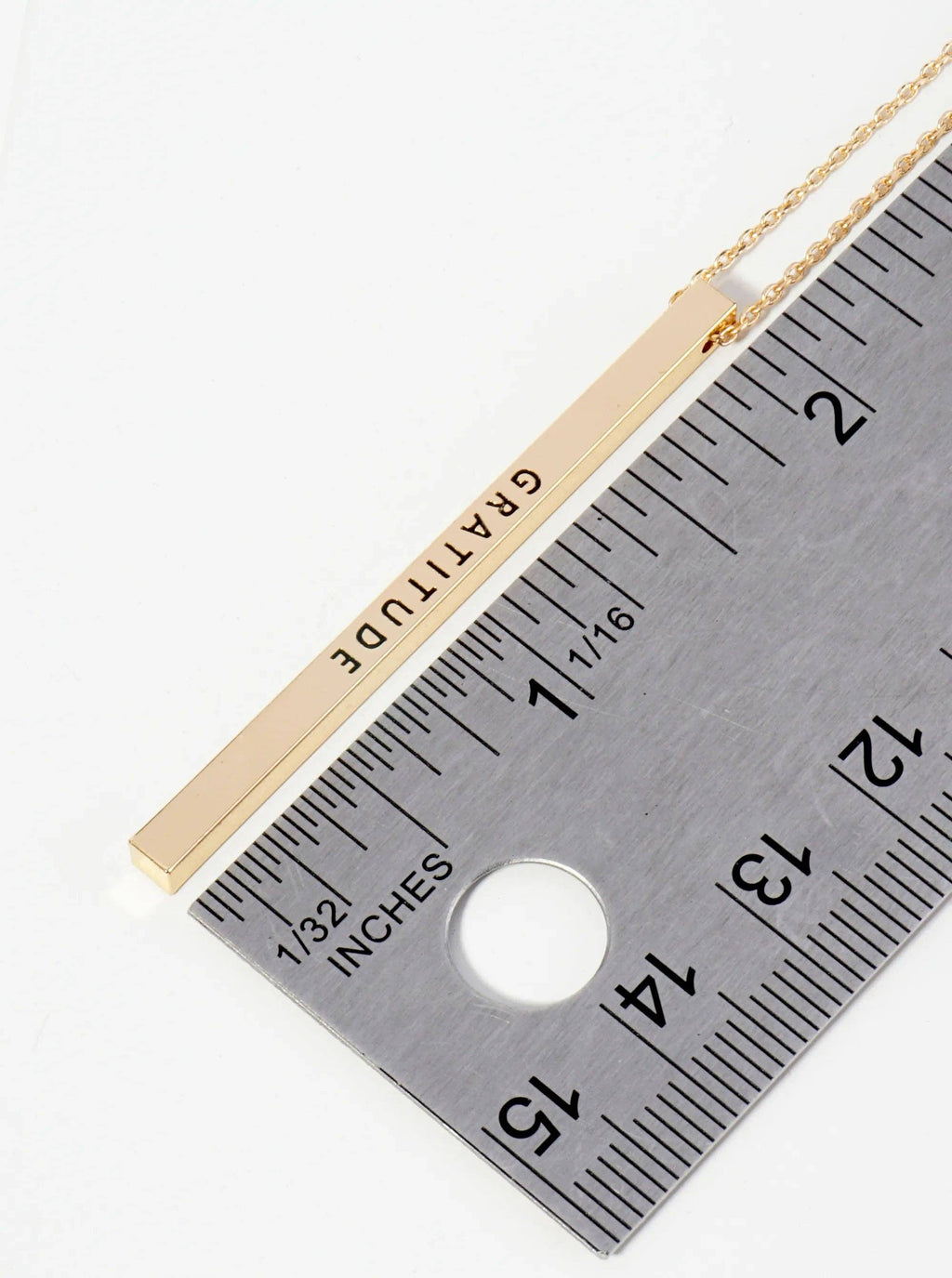 Gratitude Engraved Inspirational Vertical Bar Necklace