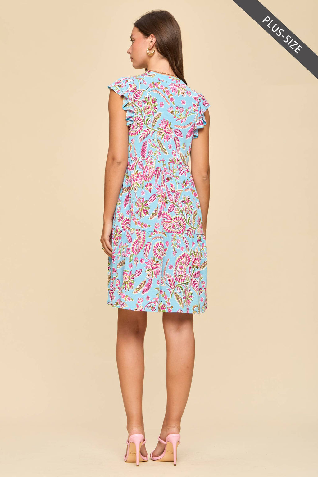 PLUS SIZE Flutter Sleeve Tiered Forever Dress
