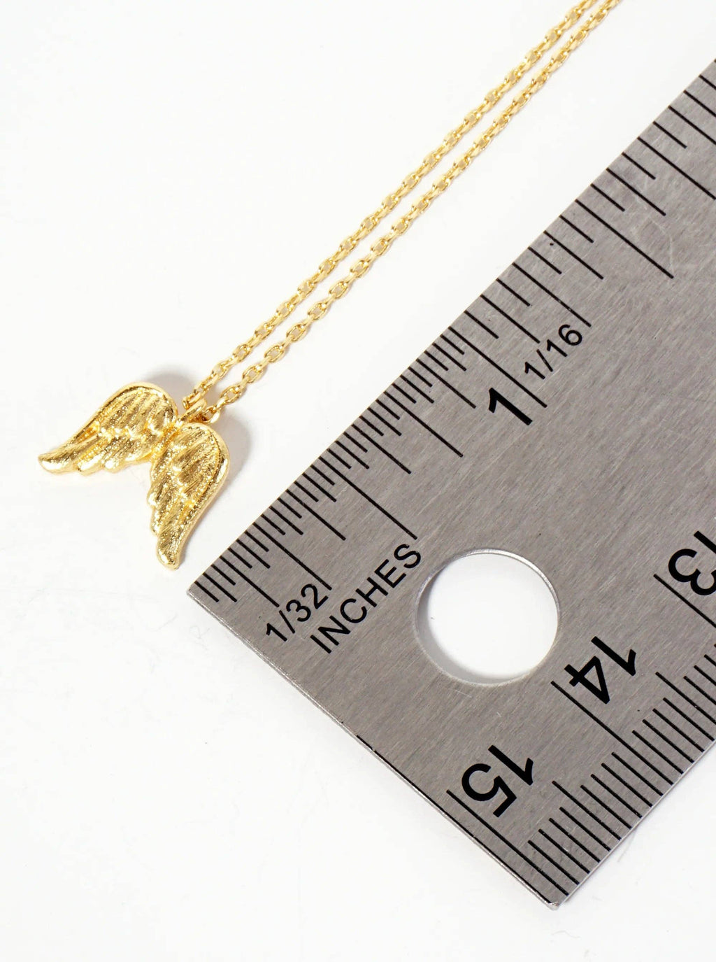 18K Gold-Dipped Textured Angel Wings Pendant Necklace