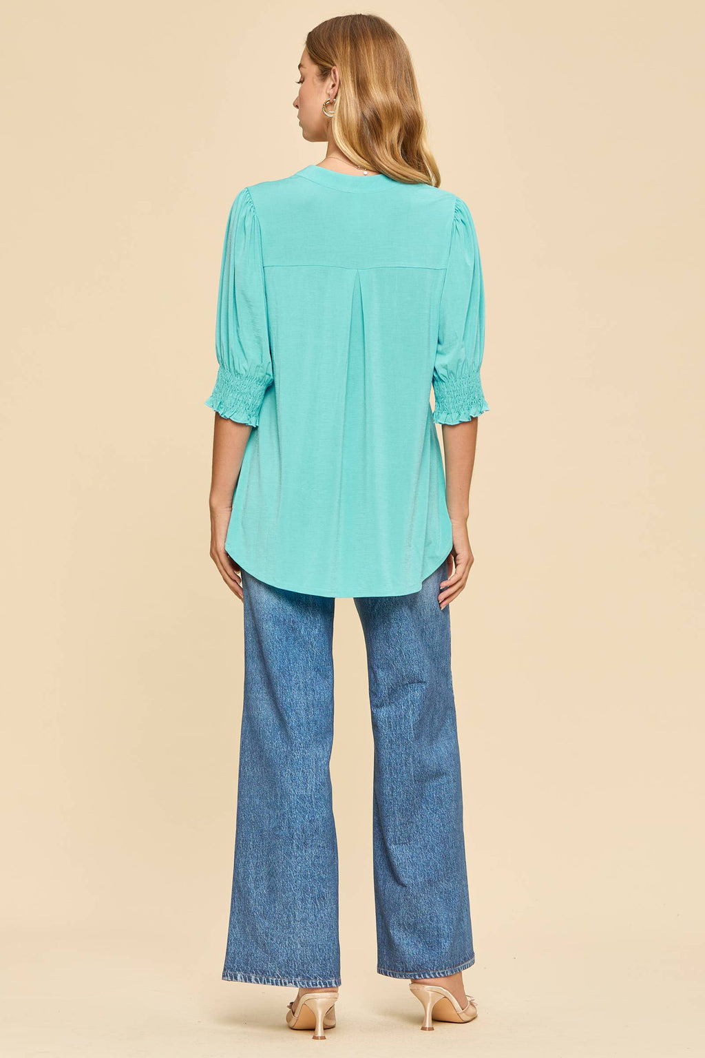 Smocked 3/4 Sleeve Lizzy Top