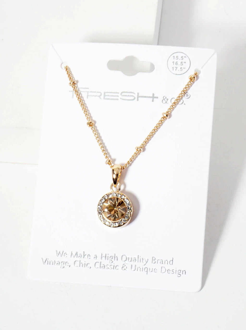 Crystal-Pave Round Bezel-Set Rhinestone Pendant Necklace
