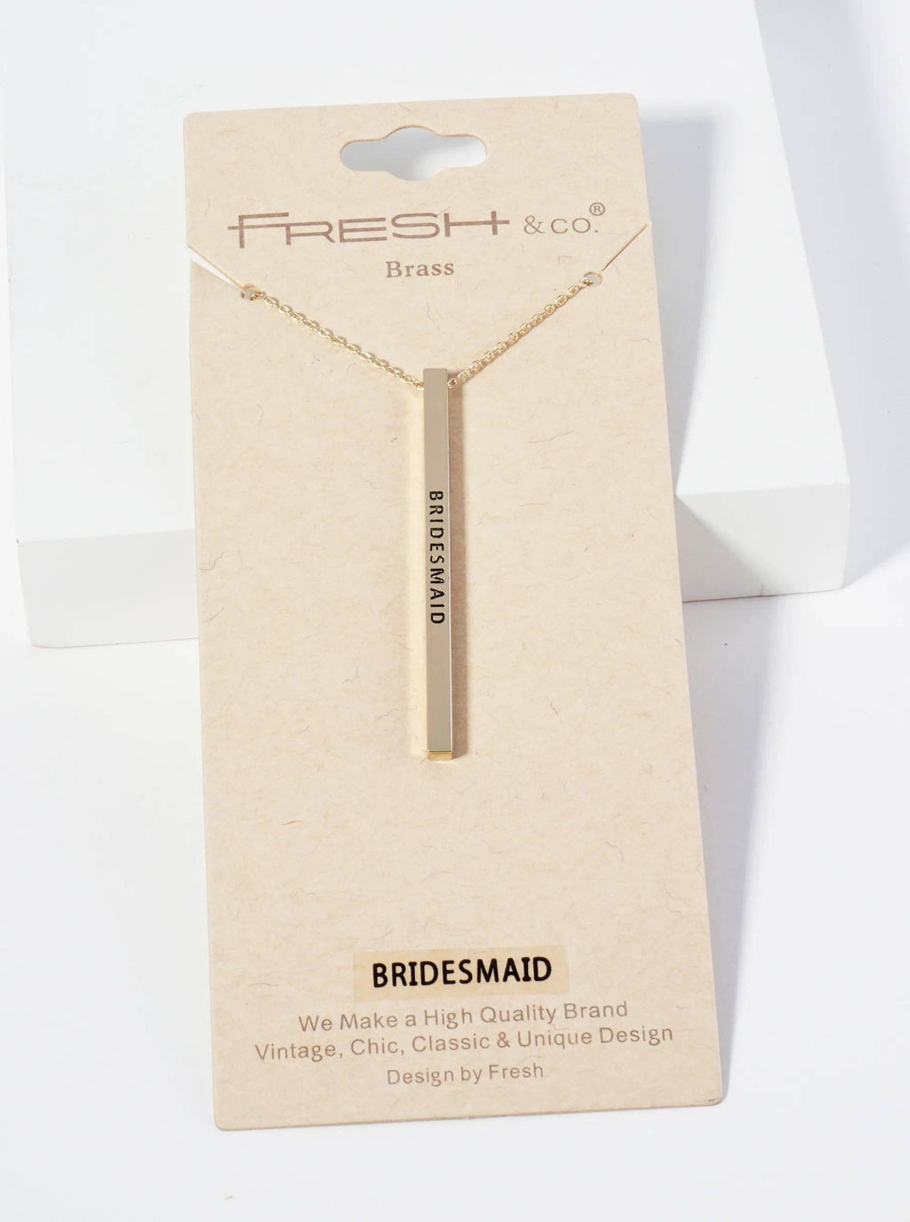 Bridesmaid Engraved Vertical Bar Inspirational Necklace