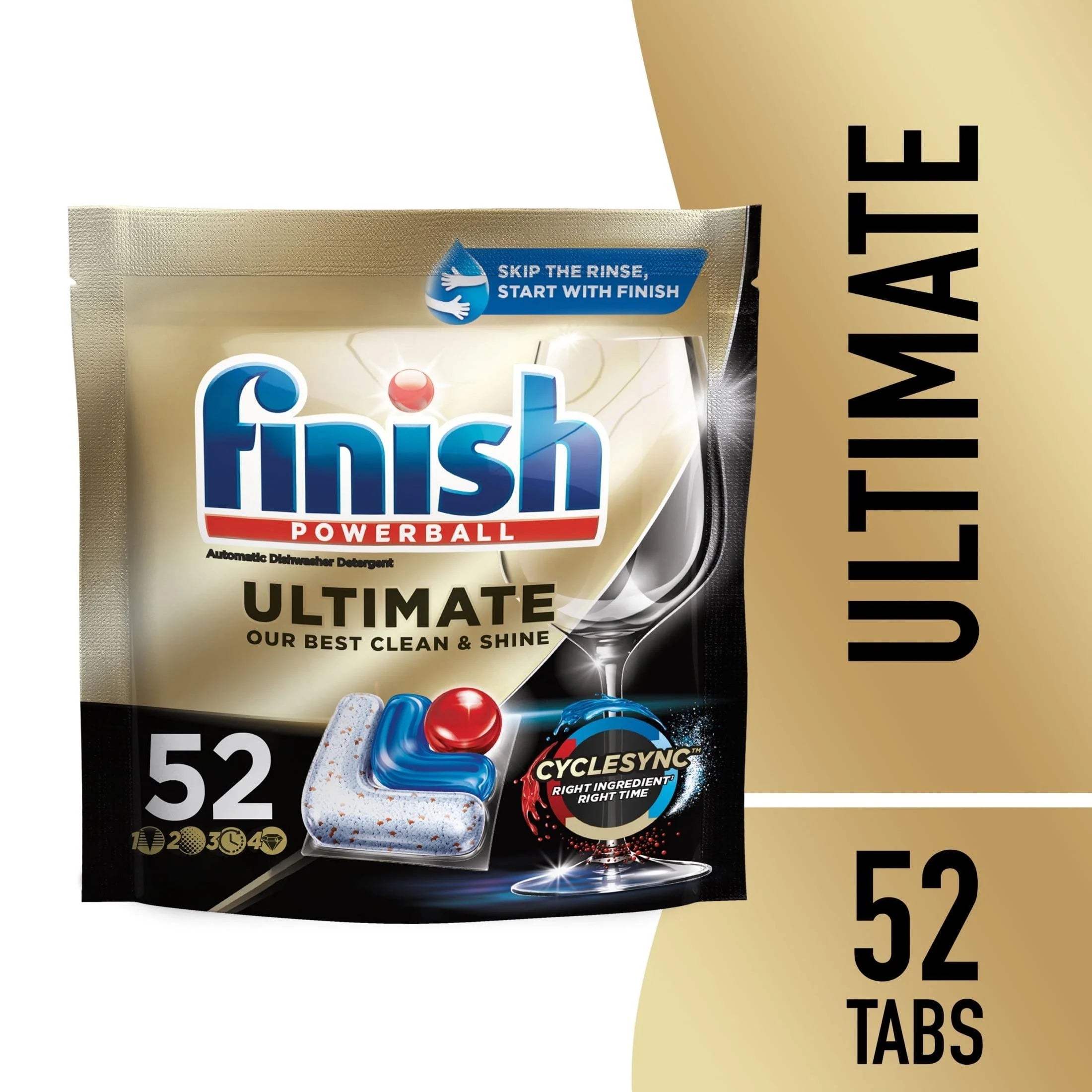 Finish Ultimate Dishwasher Detergent Tabs with CycleSync Technology