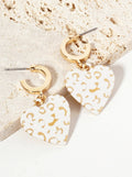 Leopard Printed Heart Drop 12mm Hoop Earrings