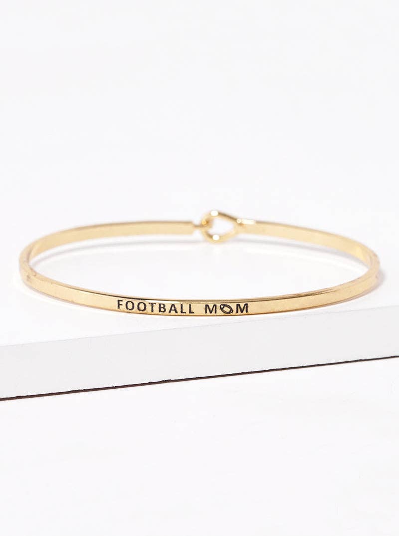 Football Mom Engraved Inspirational Bangle Bracelet