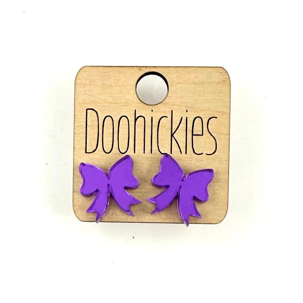 School Spirit Mirror Bow Stud Earrings - 9 Color Options