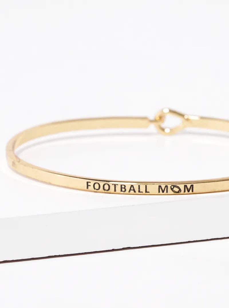Football Mom Engraved Inspirational Bangle Bracelet