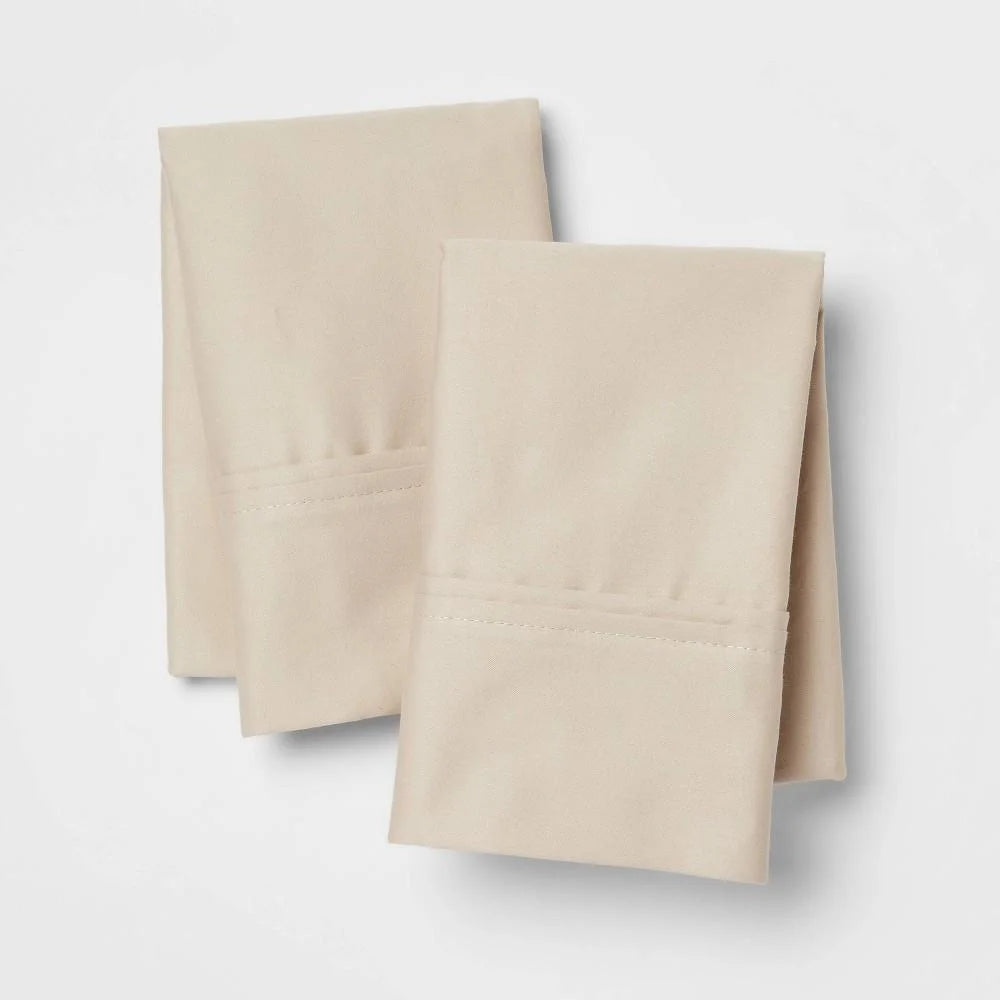 Standard 400 Thread Count Solid Performance Pillowcase Set True Khaki