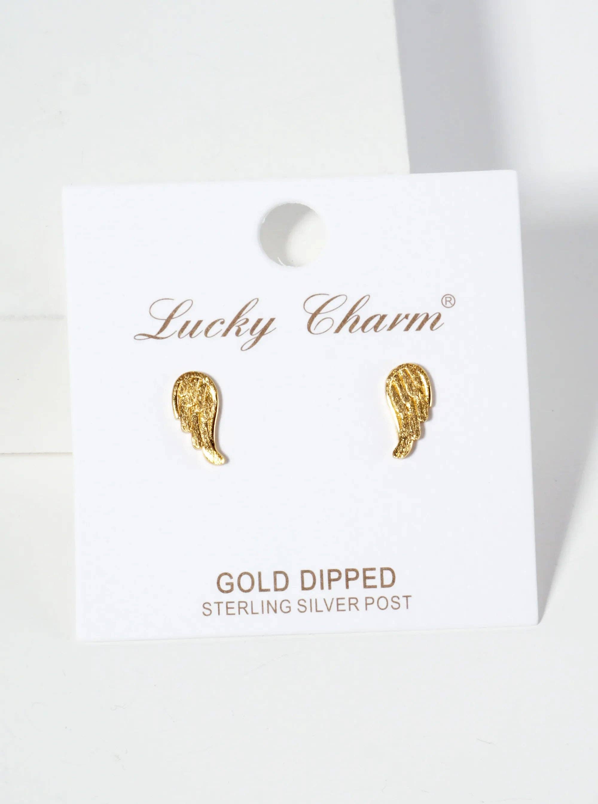 18K Gold-Dipped Brass Angel Wings Stud Earrings