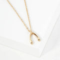 Polished Metal Wishbone Pendant Necklace