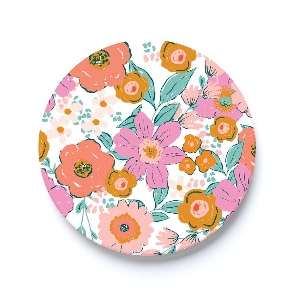Car Coaster, Stocking Stuffer, Small Gift, Floral Print