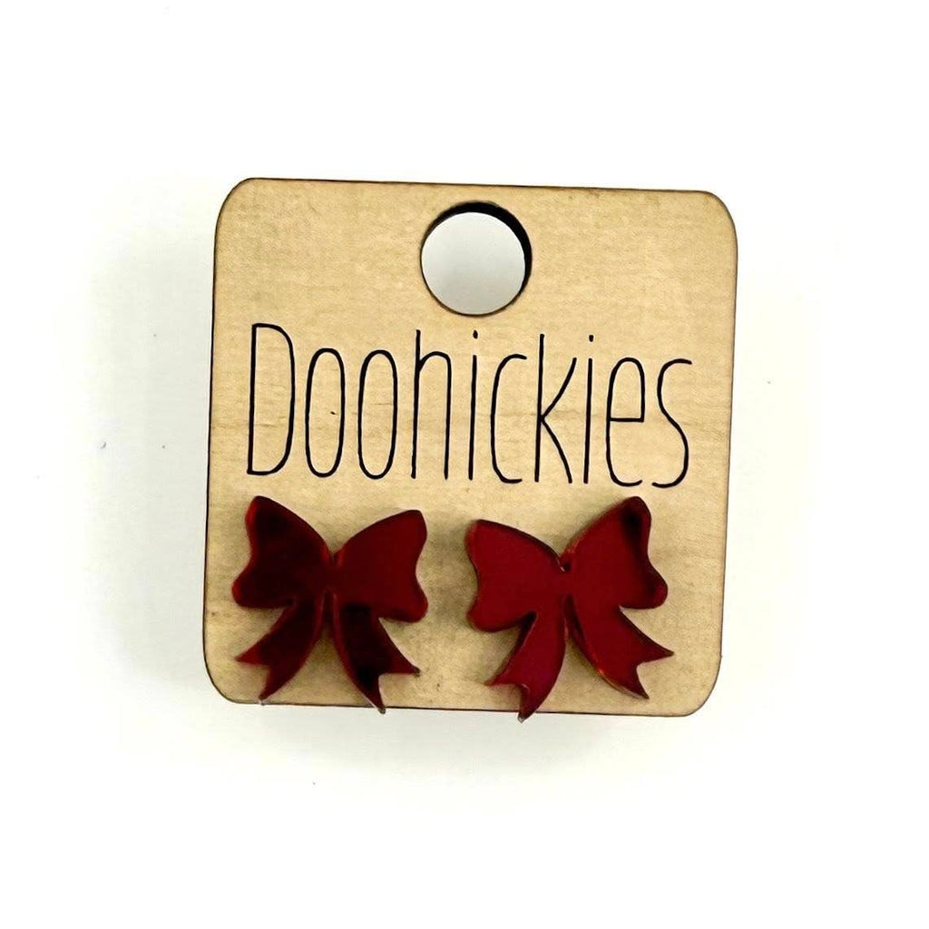 School Spirit Mirror Bow Stud Earrings - 9 Color Options