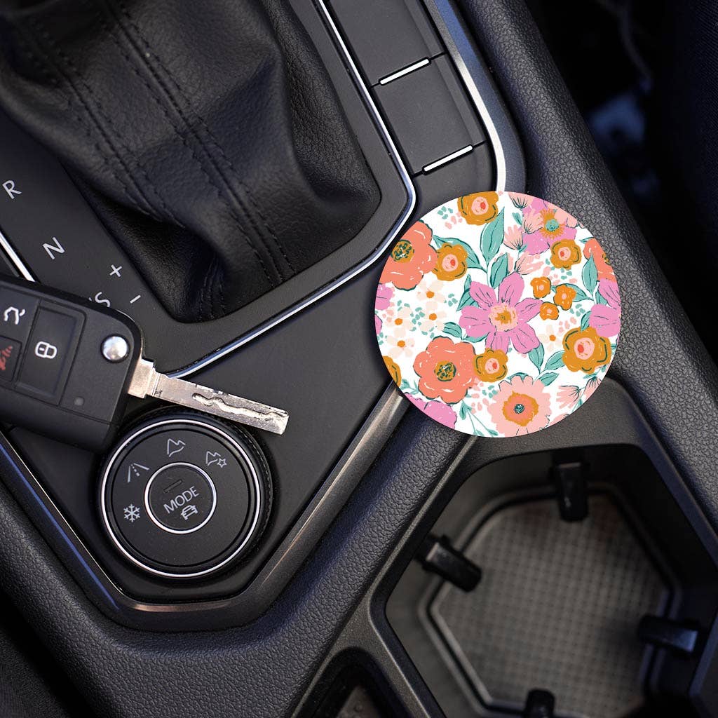 Car Coaster, Stocking Stuffer, Small Gift, Floral Print