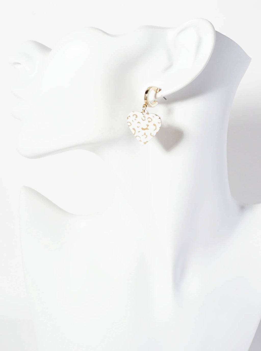 Leopard Printed Heart Drop 12mm Hoop Earrings