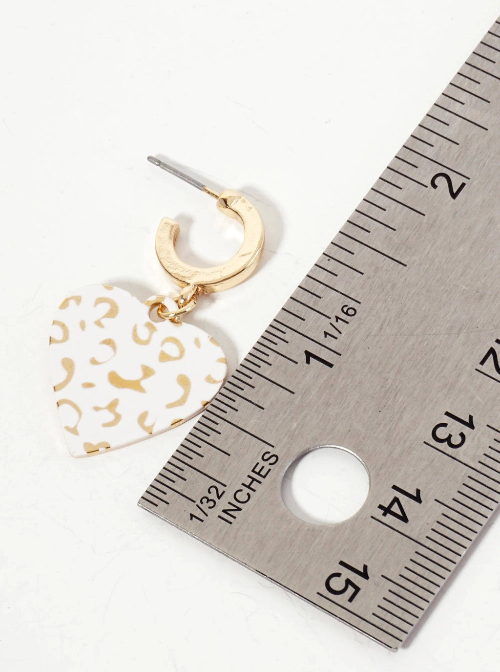 Leopard Printed Heart Drop 12mm Hoop Earrings