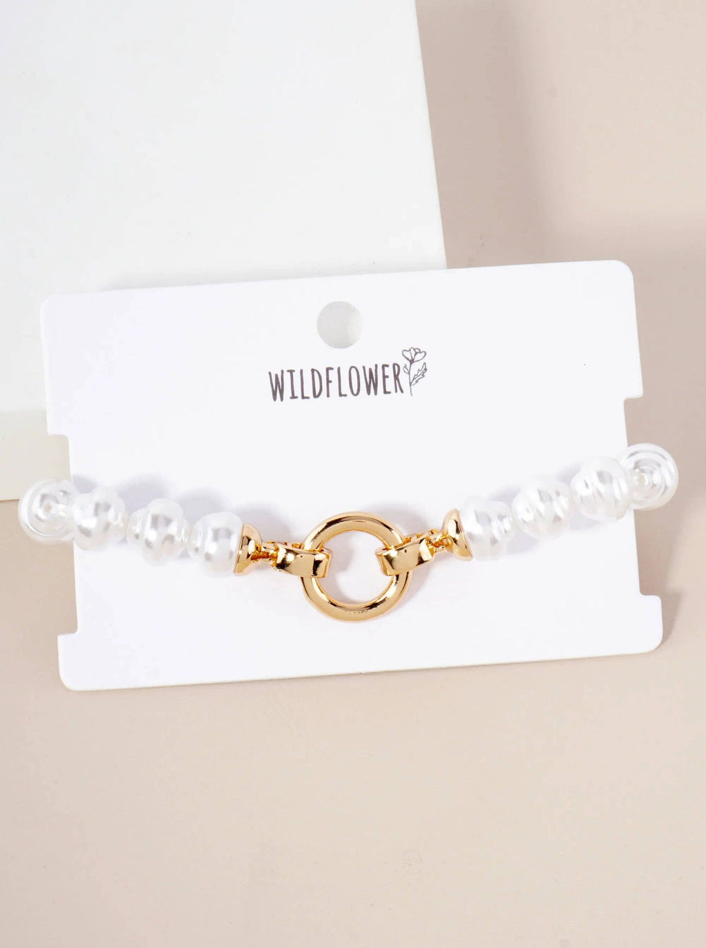 10mm Pearl-Bead Circle Accents Stretch Bracelet
