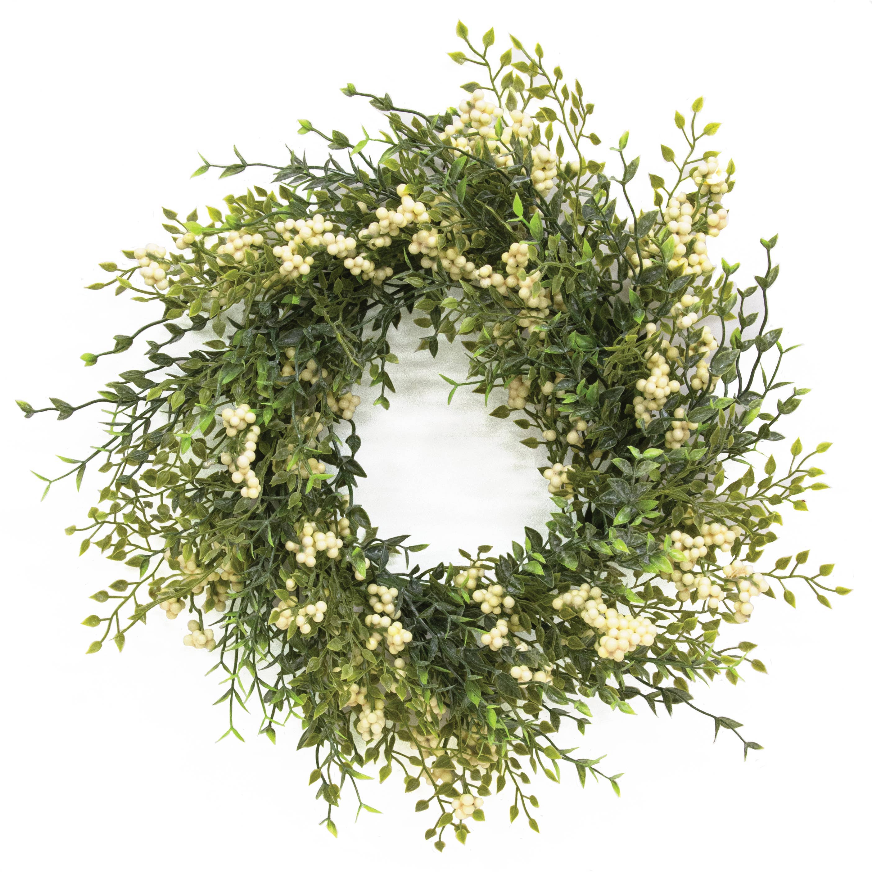 Teeny Leaves and Cream Berries Candle Ring - 6"