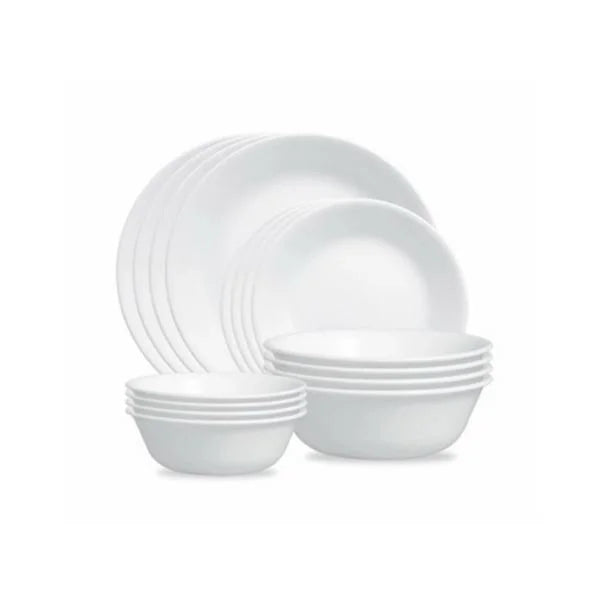 Corelle 16pc Winter Frost White Dinnerware Set: Microwave & Dishwasher Safe, Service for 4