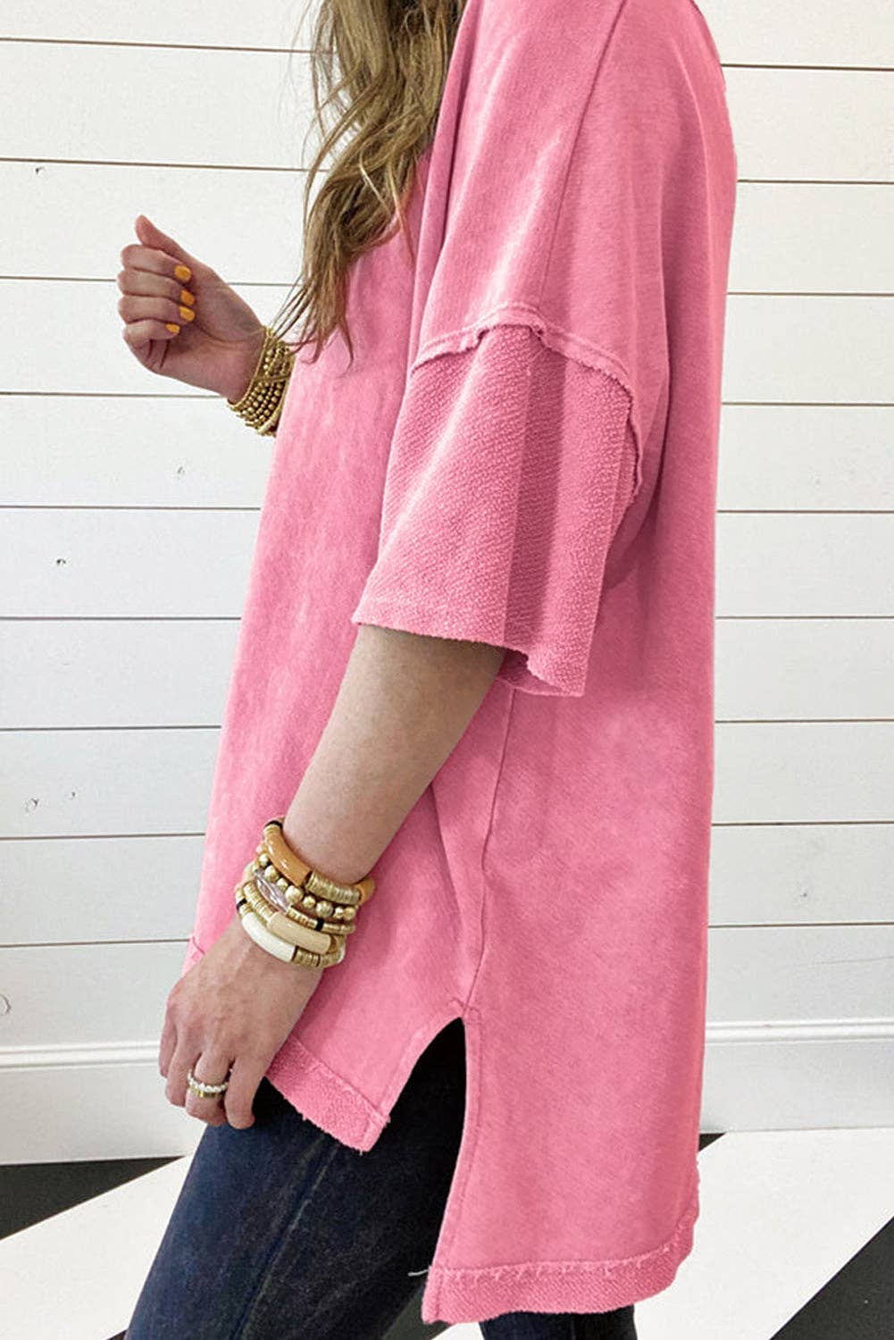 Mineral Wash Exposed Seam Drop Shoulder Oversized Tee
