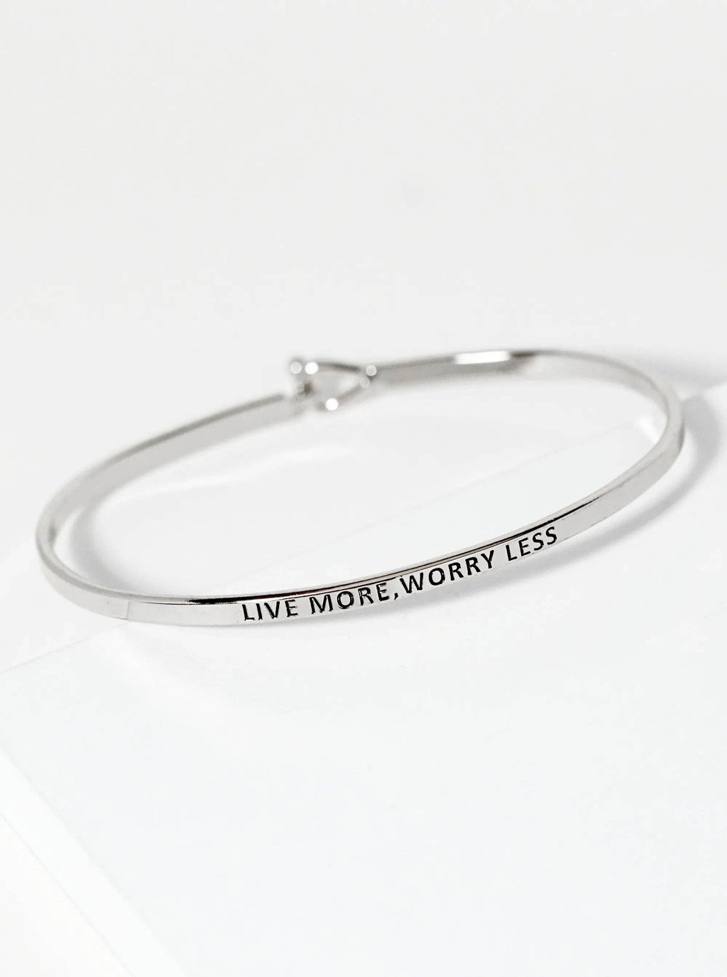 Live More Worry Less Engraved Inspirational Bangle Bracelet