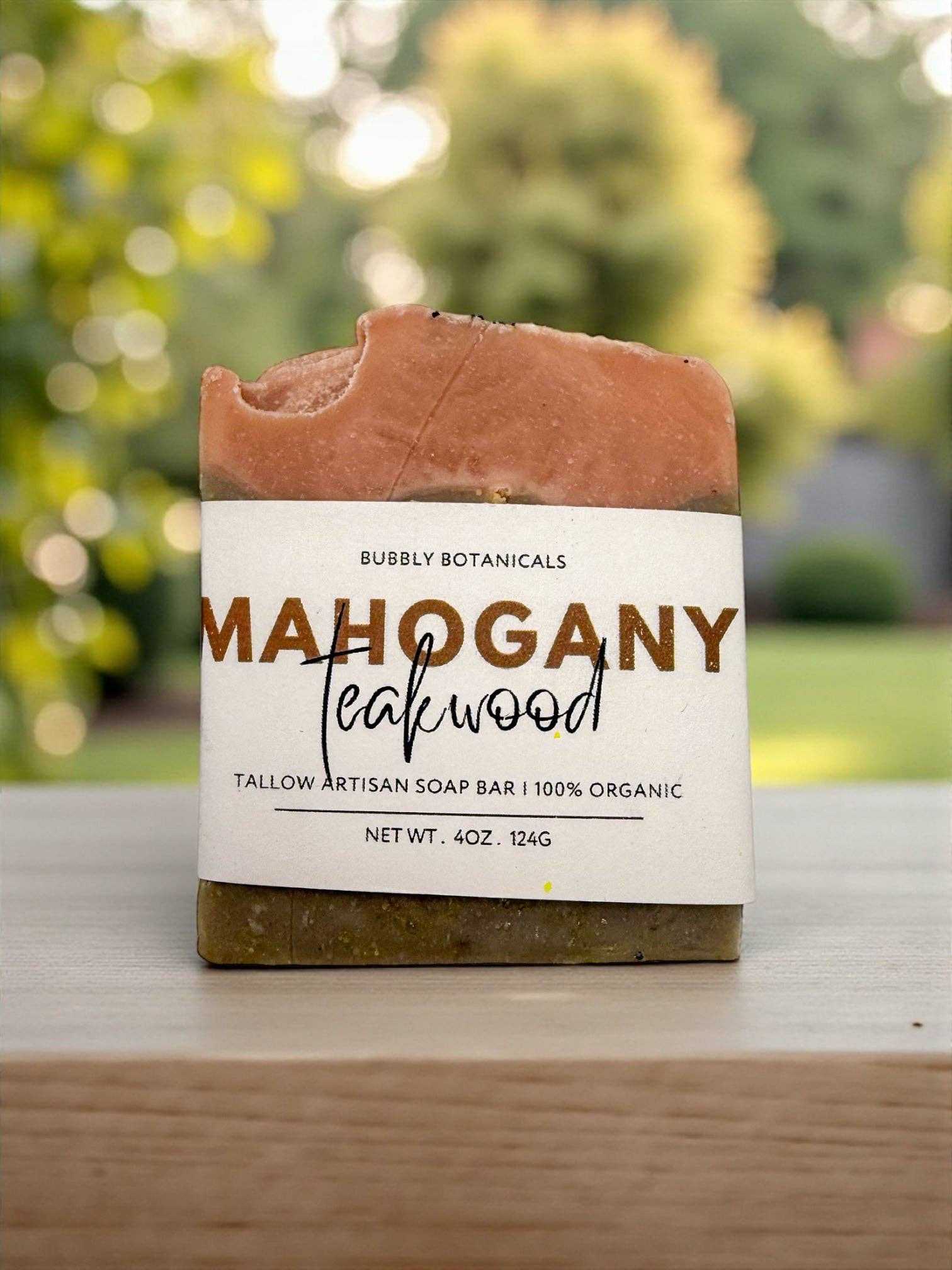 Mahogany Teakwood Tallow Soap. Warm Woodsy Men’s Bar