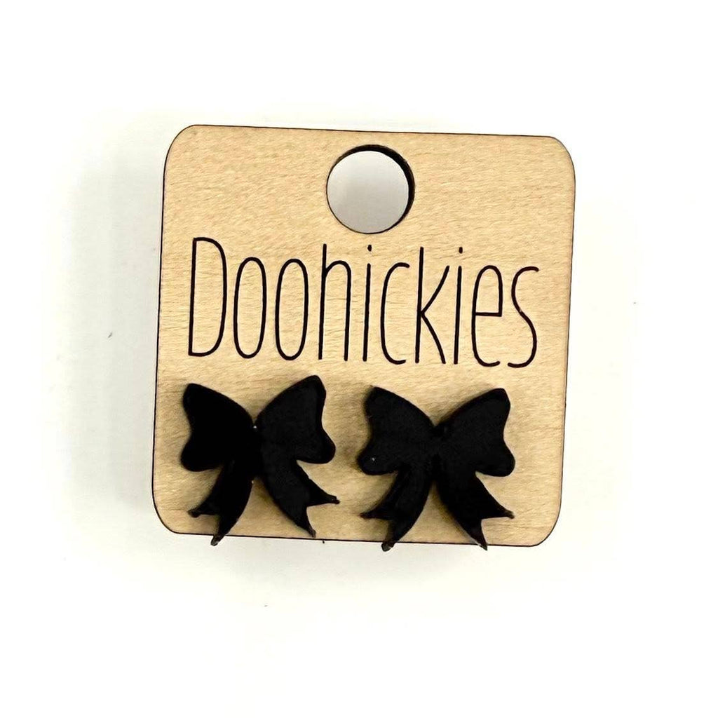 School Spirit Mirror Bow Stud Earrings - 9 Color Options