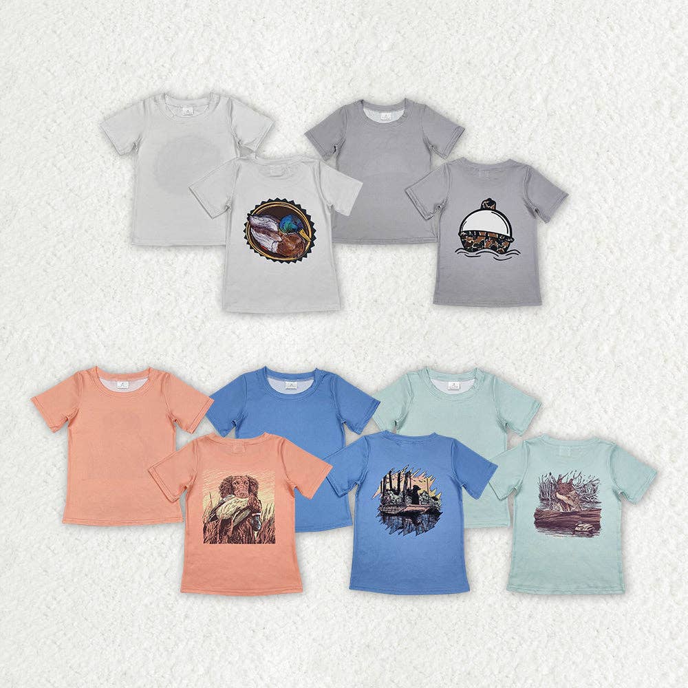 5 Back Prints Baby Boys Hunting Short Sleeve Tee Shirts Tops