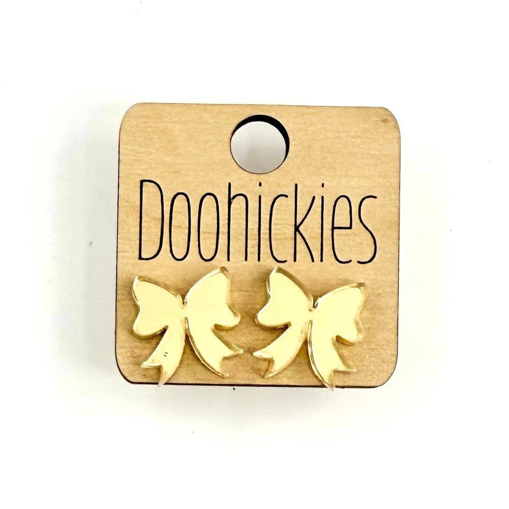 School Spirit Mirror Bow Stud Earrings - 9 Color Options