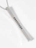 Gratitude Engraved Inspirational Vertical Bar Necklace