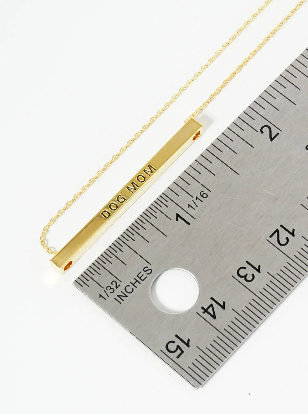 Dog Mom 18K Gold Dipped Brass Bar Inspirational Necklace