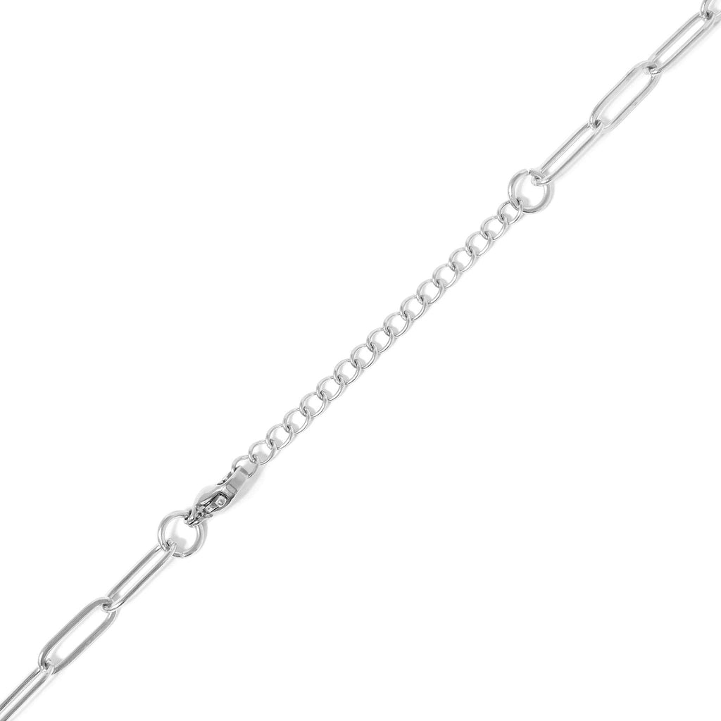 Gold Stainless Steel Sunburst Cross Paperclip Charm Necklace