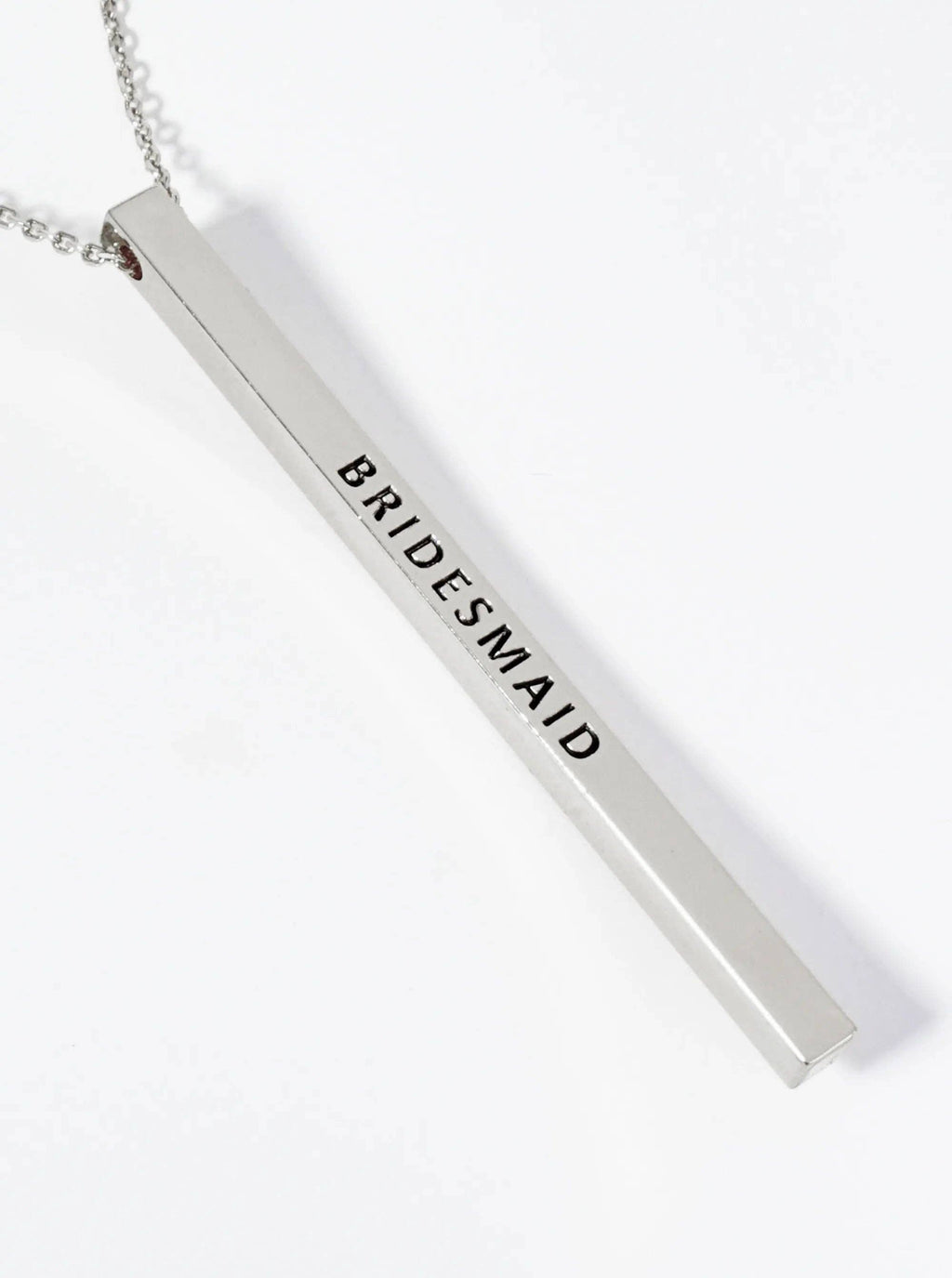 Bridesmaid Engraved Vertical Bar Inspirational Necklace