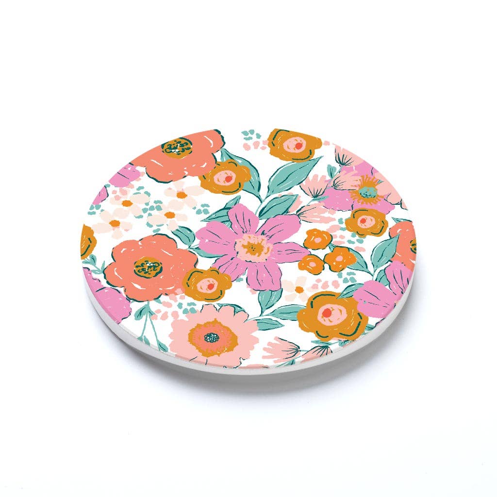 Car Coaster, Stocking Stuffer, Small Gift, Floral Print