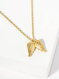 18K Gold-Dipped Textured Angel Wings Pendant Necklace